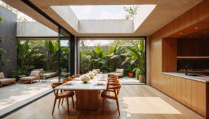 Open Air outdoor eating area with skylight opening